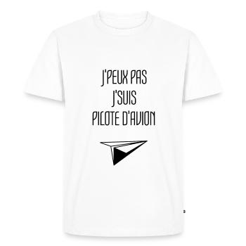 Pilote d'Avion - Humour - Drôle - Blague - Bureau - T-shirt Premium bio Homme - blanc - Devant - Nico (187cm)