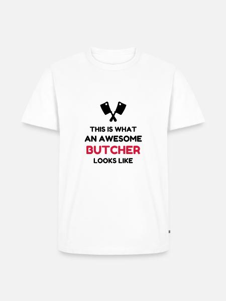 boucher / boucherie / charcutier / viande - T-shirt Premium bio Homme - blanc