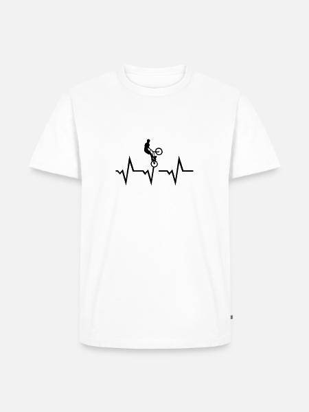 BMX biker & ECG Heartbeat - Men's Premium Organic T-Shirt - white