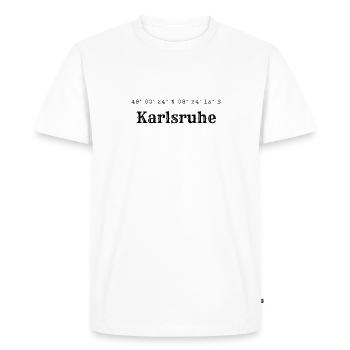 Coordonnées de Karlsruhe - T-shirt Premium bio Homme - blanc - Devant - Nico (187cm)