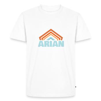 Prénom Arian - T-shirt Premium bio Homme - blanc - Devant - Nico (187cm)