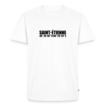 Coordonnées de Saint-Étienne - T-shirt Premium bio Homme - blanc - Devant - Nico (187cm)