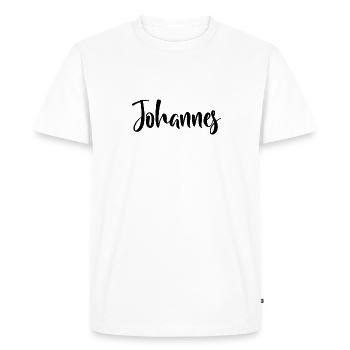 Johannes - Men's Premium Organic T-Shirt - white - Front - Nico (187cm)