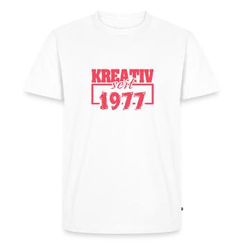Millésime 1977 - T-shirt Premium bio Homme - blanc - Devant - Nico (187cm)