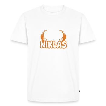 Niklas - Men's Premium Organic T-Shirt - white - Front - Nico (187cm)