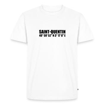 Saint-Quentin coordinates - Men's Premium Organic T-Shirt - white - Front - Nico (187cm)