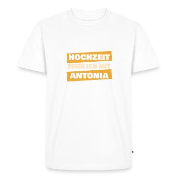Antonia - Men's Premium Organic T-Shirt - white - Front - Nico (187cm)