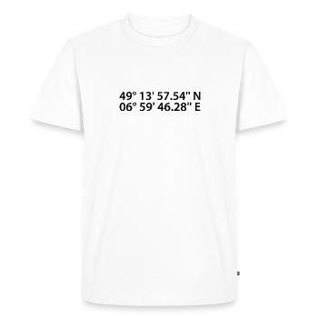 Coordonnées de Sarrebruck - T-shirt Premium bio Homme - blanc - Devant - Nico (187cm)