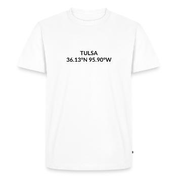 Tulsa, Oklahoma, États-Unis Coordonnées - T-shirt Premium bio Homme - blanc - Devant - Nico (187cm)