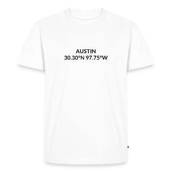 Austin, Texas, USA Coordinates - Men's Premium Organic T-Shirt - white - Front - Nico (187cm)