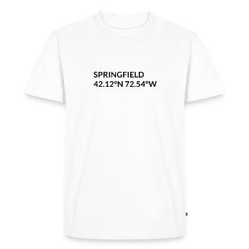 Coordonnées Springfield, Massachusetts, États-Unis - T-shirt Premium bio Homme - blanc - Devant - Nico (187cm)