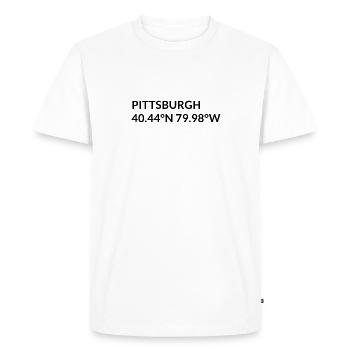 Pittsburgh, Pennsylvanie, États-Unis Coordonnées - T-shirt Premium bio Homme - blanc - Devant - Nico (187cm)