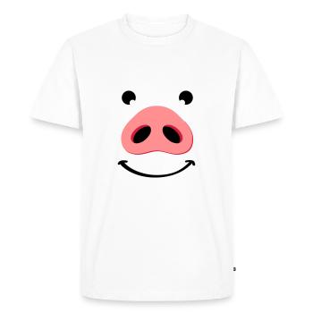 Nez de cochon visage heureux. Nez d’un cochon. - T-shirt Premium bio Homme - blanc - Devant - Nico (187cm)