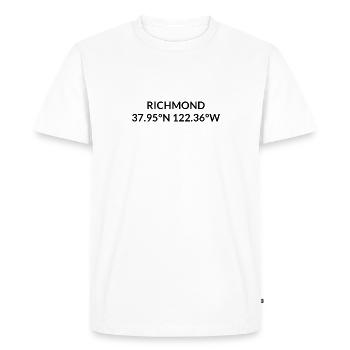Richmond, Californie, États-Unis Coordonnées - T-shirt Premium bio Homme - blanc - Devant - Nico (187cm)