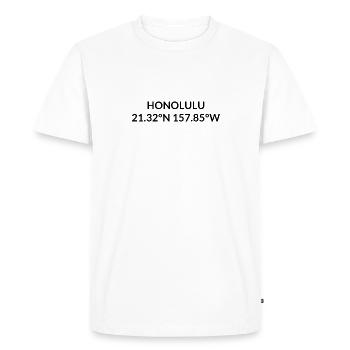 Coordonnées Honolulu, Hawaï, États-Unis - T-shirt Premium bio Homme - blanc - Devant - Nico (187cm)