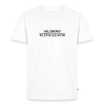 Hillsboro, Oregon, États-Unis Coordonnées - T-shirt Premium bio Homme - blanc - Devant - Nico (187cm)