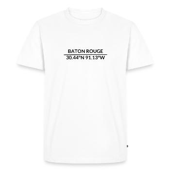 Baton Rouge, Louisiana, USA Coordinates - Men's Premium Organic T-Shirt - white - Front - Nico (187cm)