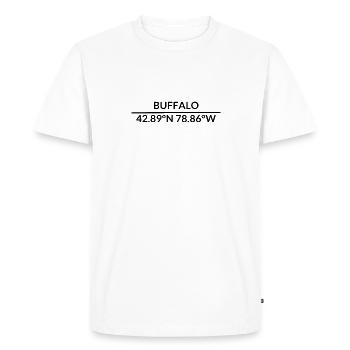 Coordonnées Buffalo, New York, États-Unis - T-shirt Premium bio Homme - blanc - Devant - Nico (187cm)