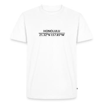 Coordonnées Honolulu, Hawaï, États-Unis - T-shirt Premium bio Homme - blanc - Devant - Nico (187cm)