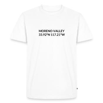 Coordonnées de Moreno Valley, Californie, États-Unis - T-shirt Premium bio Homme - blanc - Devant - Nico (187cm)