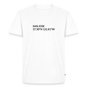 Coordonnées San Jose, Californie, États-Unis - T-shirt Premium bio Homme - blanc - Devant - Nico (187cm)