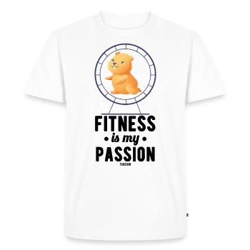 Fitness is my passion hamster - Men's Premium Organic T-Shirt - white - Front - Nico (187cm)
