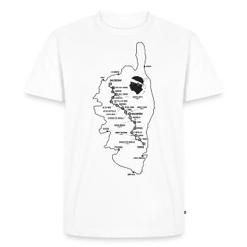 GR20 GR 20 Carte étapes randonnée Corse - T-shirt Premium bio Homme - blanc - Devant - Nico (187cm)