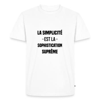 la simplicité est la sophistication suprême cadeau - T-shirt Premium bio Homme - blanc - Devant - Nico (187cm)