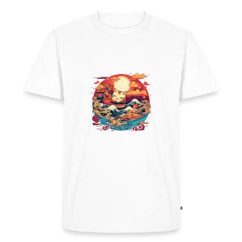 Funny Ramen Cat - Men's Premium Organic T-Shirt - white - Front - Nico (187cm)