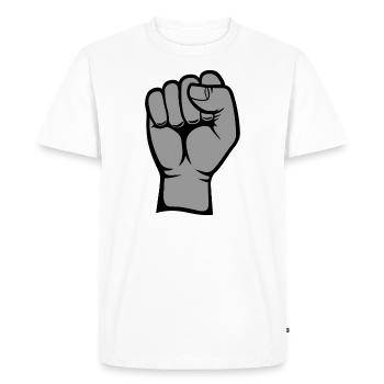 Fist Hand Symbol Gray PNG - Men's Premium Organic T-Shirt - white - Front - Nico (187cm)