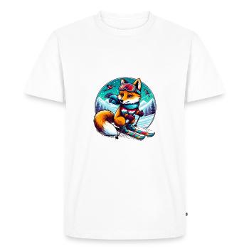 Renard avec skis - T-shirt Premium bio Homme - blanc - Devant - Nico (187cm)