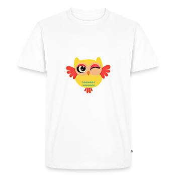 Le clin d'oeil de la chouette Cléa - T-shirt Premium bio Homme - blanc - Devant - Nico (187cm)