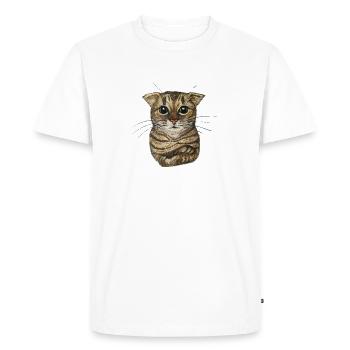 Small tabby cat - Men's Premium Organic T-Shirt - white - Front - Nico (187cm)