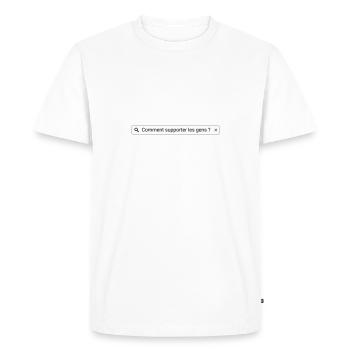 Comment supporter les gens ? - T-shirt Premium bio Homme - blanc - Devant - Nico (187cm)