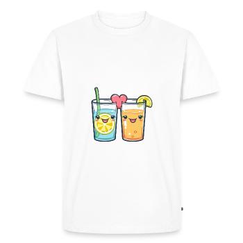 Lemonade Couple Love Drink Heart Valentine's Day - Men's Premium Organic T-Shirt - white - Front - Nico (187cm)