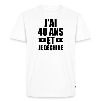 j'ai 40 ans et je déchire - T-shirt Premium bio Homme - blanc - Devant - Nico (187cm)