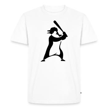 Pingouin Joueur De Baseball Silhouette Minimaliste - T-shirt Premium bio Homme - blanc - Devant - Nico (187cm)