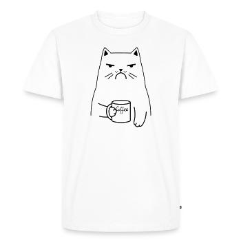 Cat Morning Muffle Coffee Office Office Humor - Men's Premium Organic T-Shirt - white - Front - Nico (187cm)