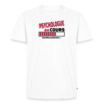 psychologue en cours - T-shirt Premium bio Homme - blanc - Devant - Nico (187cm)