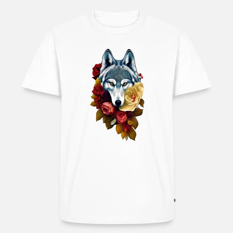 Wolf - Männer Premium Bio T-Shirt - Weiß