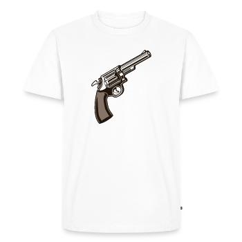 Revolver Pistol Weapon Ratchet - Men's Premium Organic T-Shirt - white - Front - Nico (187cm)