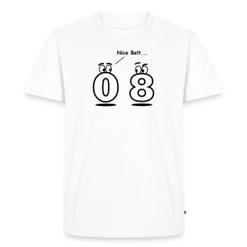 Jolie ceinture - T-shirt Premium bio Homme - blanc - Devant - Nico (187cm)