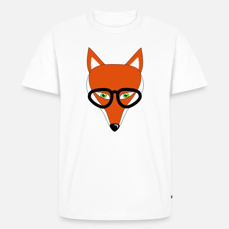 fuchs mit brille geschenk - Männer Premium Bio T-Shirt - Weiß