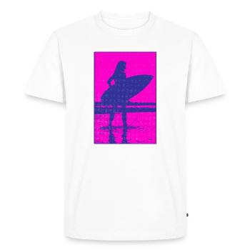 Plage Surfeur Silhouette Néon - T-shirt Premium bio Homme - blanc - Devant - Nico (187cm)