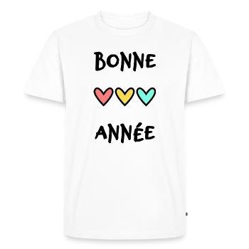 BONNE ANNEE. SAINT SYLVESTRE. NOUVELLE ANNÉE. - T-shirt Premium bio Homme - blanc - Devant - Nico (187cm)
