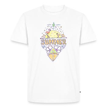Vacances rétro Flamingo d’été - T-shirt Premium bio Homme - blanc - Devant - Nico (187cm)