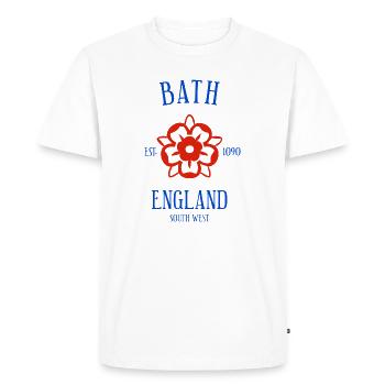 BATH England - Men's Premium Organic T-Shirt - white - Front - Nico (187cm)