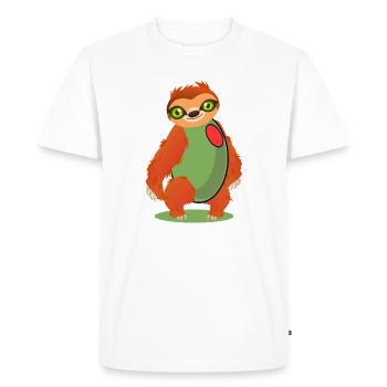 COSTUMES DE PARESSEUX D’OLIVE - T-shirt Premium bio Homme - blanc - Devant - Nico (187cm)