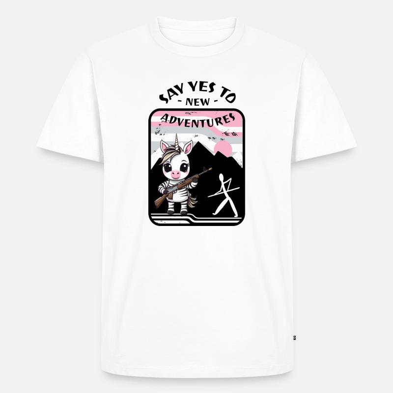 Zebra Einhorn - Männer Premium Bio T-Shirt - Weiß