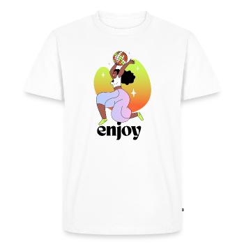 Joyful Disco Vibes Illustration - Men's Premium Organic T-Shirt - white - Front - Nico (187cm)